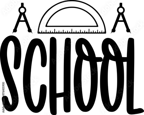School typography clip art design on plain white transparent isolated background for card, shirt, hoodie, sweatshirt, apparel, tag, mug, icon, poster or badge