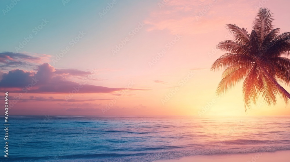 A stunning beach sunset with a silhouette of a palm tree on the right side, leaving space on the left for text. Ideal for travel, relaxation, and tropical themes. A stunning beach sunset with a silhouette of a palm tree on the right side, leaving space on the left for text. Ideal for travel, relaxation, and tropical themes.