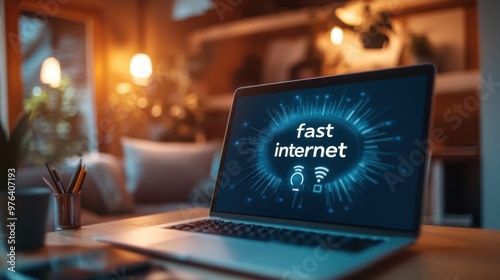 Fast fiber optic internet speed concept.  