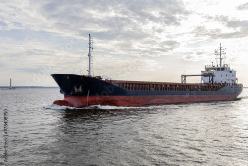 Russia. Saint-Petersburg. Navigation in the Gulf of Finland. Cargo barge. photo