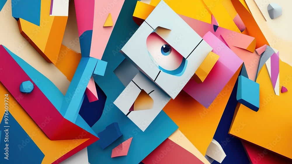 Abstract cartoon concepts with distorted perspectives and playful forms Abstract cartoon concepts with distorted perspectives and playful forms