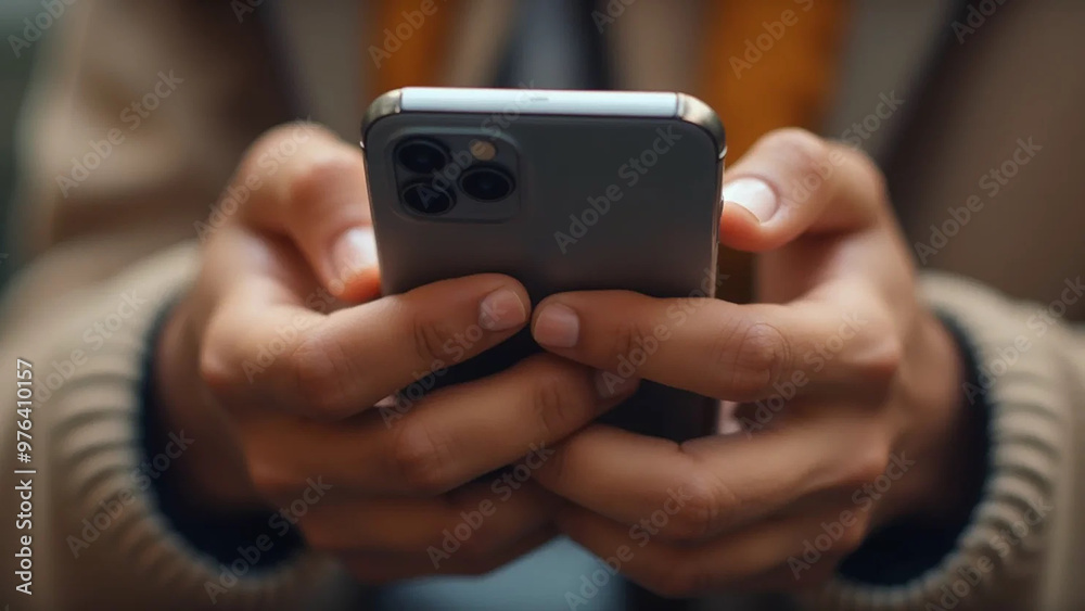 Close up of a person using mobile smart phone, widescreen 16:9, 300 dpi, with free space for text Close up of a person using mobile smart phone, widescreen 16:9, 300 dpi, with free space for text