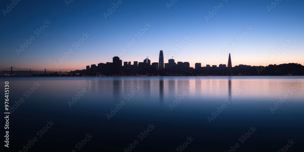 A stunning view of a city skyline at dusk with the sky painted in gradient colors, reflecting perfectly onto the calm water below, capturing an urban serenity and peace. A stunning view of a city skyline at dusk with the sky painted in gradient colors, reflecting perfectly onto the calm water below, capturing an urban serenity and peace.