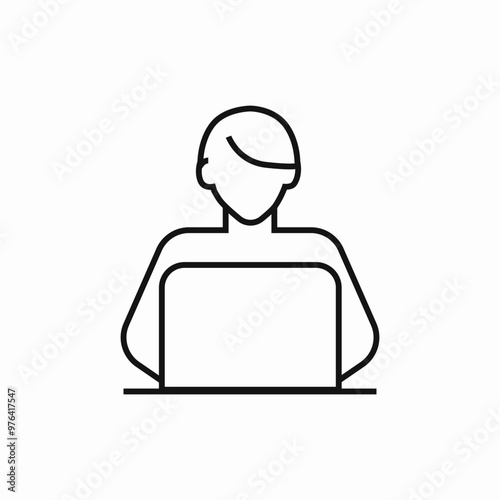 man laptop employee icon sign vector