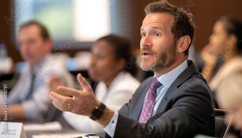 Businessman speaking at a conference