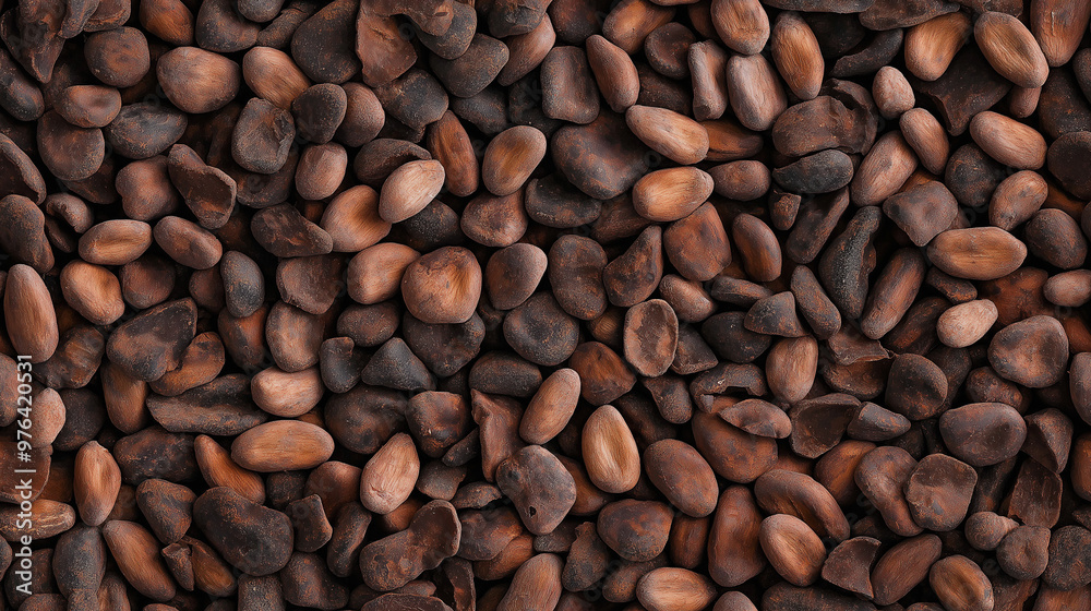 a pattern in photograph, extreme close-up, top-down view of cocoa nibs, filling the entire frame with a focus on the intricate details of the food items a pattern in photograph, extreme close-up, top-down view of cocoa nibs, filling the entire frame with a focus on the intricate details of the food items