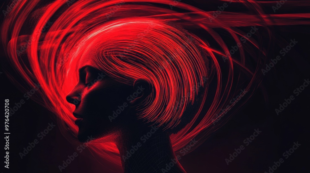 A visual depiction of a head with pulsating red lines radiating outward, symbolizing the pounding sensation during a migraine. A visual depiction of a head with pulsating red lines radiating outward, symbolizing the pounding sensation during a migraine.