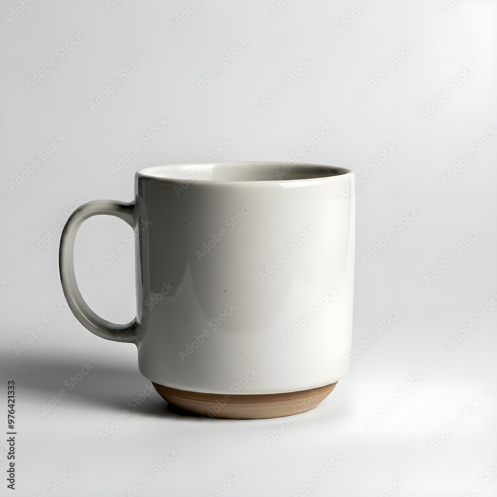 Obraz premium beige cup isolated on white background.