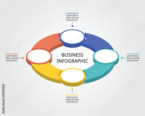 timeline circle chart template for infographic for presentation for 4 element