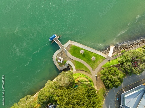 Pier in the harbour in the rural town of Raglan, Waikato, New Zealand. photo