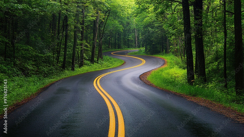 Scenic path representing career growth with milestones along the way