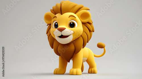 A cute 3D baby lion with a golden mane, ideal for safari tours, zoo posters, or adventure-themed logos. photo