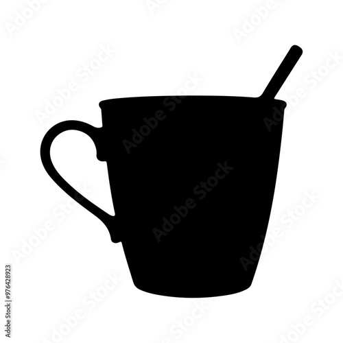 cup silhouette vector black color silhouette solid white background 