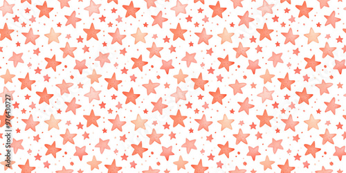 coral and salmon color stars seamless pattern, clean surface texture, white background