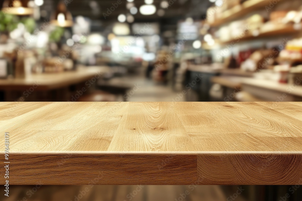 Table and blur background, Wooden counter over blur bokeh light background, Brown wood table top, shelf for food and retail shop, store product display backdrop, banner, mockup, template, ai Table and blur background, Wooden counter over blur bokeh light background, Brown wood table top, shelf for food and retail shop, store product display backdrop, banner, mockup, template, ai