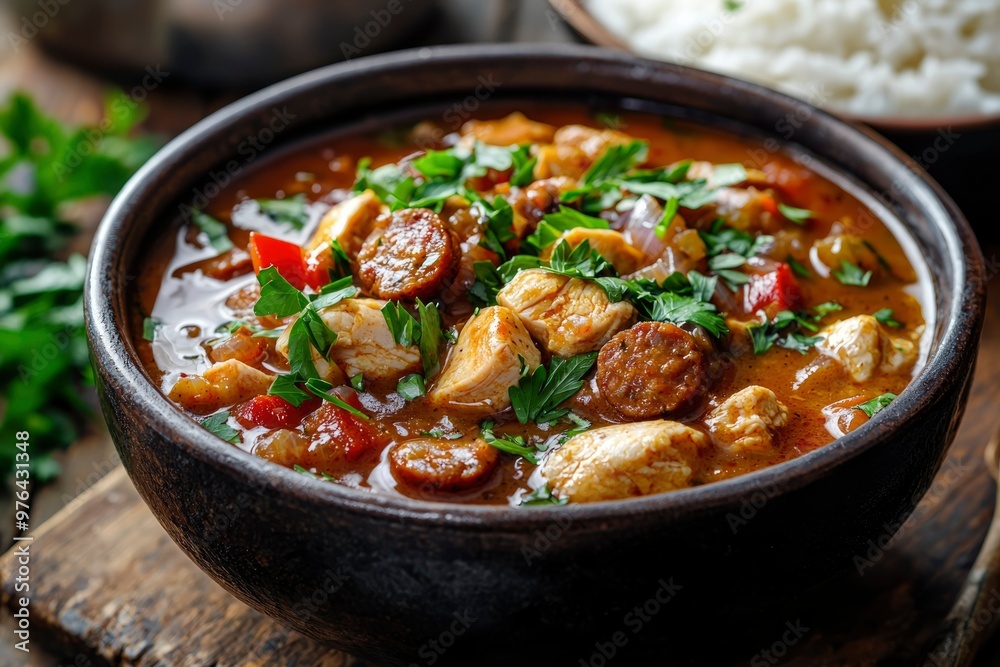 Chicken and Sausage Stew with Parsley and Bell Peppers Chicken and Sausage Stew with Parsley and Bell Peppers