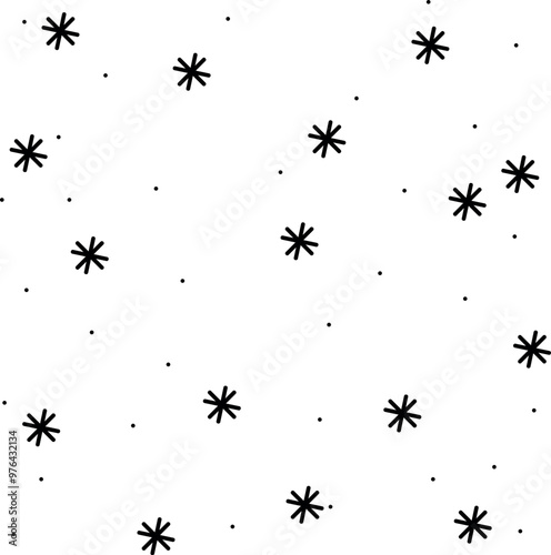 Dots and a few snowflakes create a simple winter background.