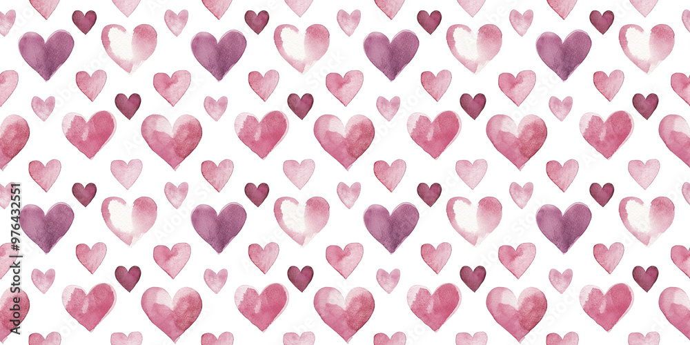 dusty rose and mulberry color hearts seamless pattern, clean surface texture, white background