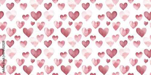 dusty rose and mulberry color hearts seamless pattern, clean surface texture, white background