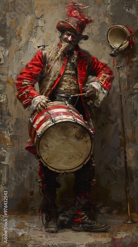 A Historical Portrait of a Drummer in Uniform