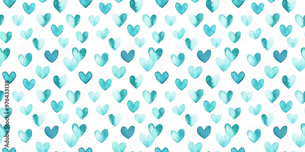 light blue and teal color hearts seamless pattern, clean surface texture, white background light blue and teal color hearts seamless pattern, clean surface texture, white background