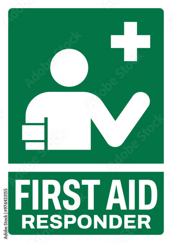 ISO emergency and first aid safety signs text variation_first aid responder portrait size a4/a3/a2/a1
