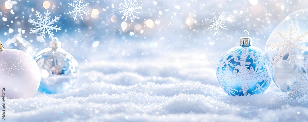 Winter Wonderland Christmas Baubles Snowflakes Background Winter Wonderland Christmas Baubles Snowflakes Background