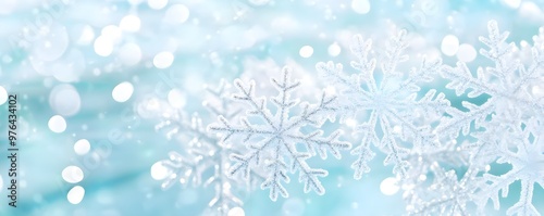 Winter Wonderland: Blue Background with White Snowflake Detail