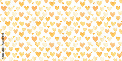 Wallpaper Mural pale yellow and peach color hearts seamless pattern, clean surface texture, white background Torontodigital.ca