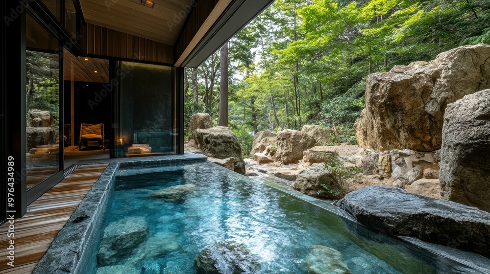 Serene Rustic Onsen Oasis in Evergreen Forest - Natural Pools and Relaxation Serene Rustic Onsen Oasis in Evergreen Forest - Natural Pools and Relaxation