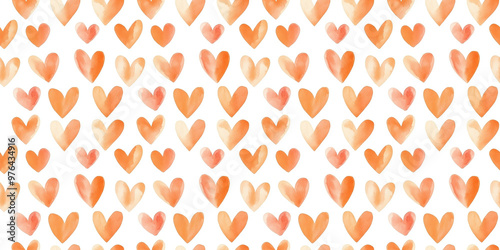 peach and terracotta color hearts seamless pattern, clean surface texture, white background