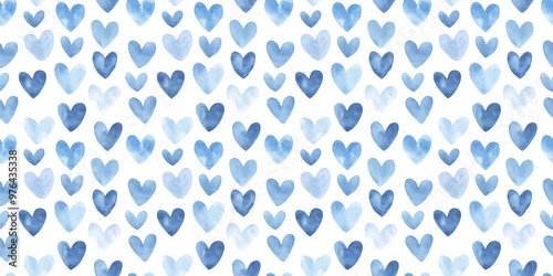 powder blue and denim color hearts seamless pattern, clean surface texture, white background