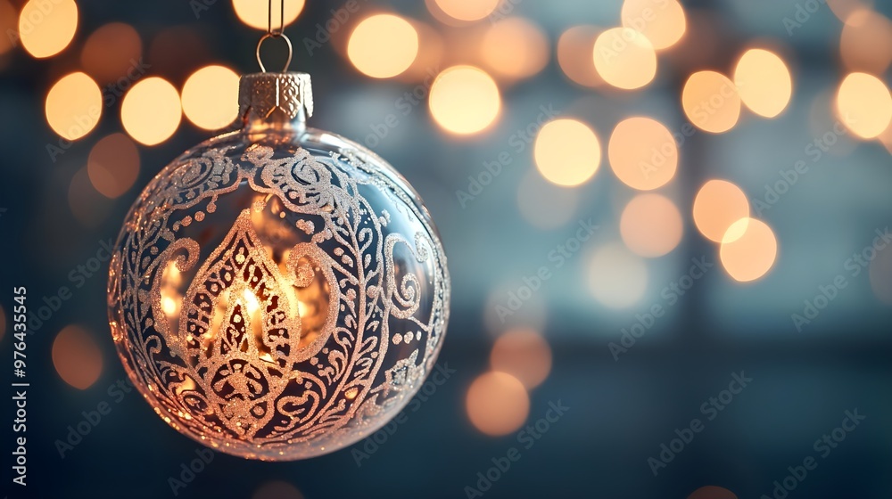Christmas Ornament with Golden Lights Bokeh Christmas Ornament with Golden Lights Bokeh