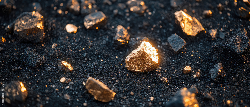 Fototapeta premium A pile of rocks with a gold object in the middle