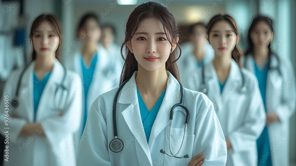 a group of people who are medical doctors for marketing, korean people with medical gown, a group of people who are medical doctors for marketing, korean people with medical gown,