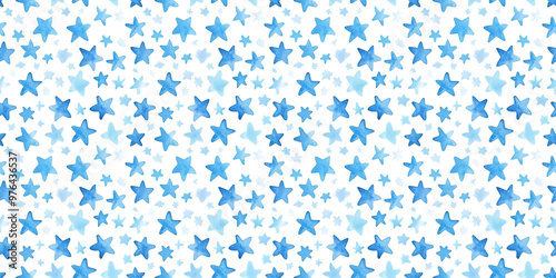Wallpaper Mural sky blue and cerulean color stars seamless pattern, clean surface texture, white background Torontodigital.ca