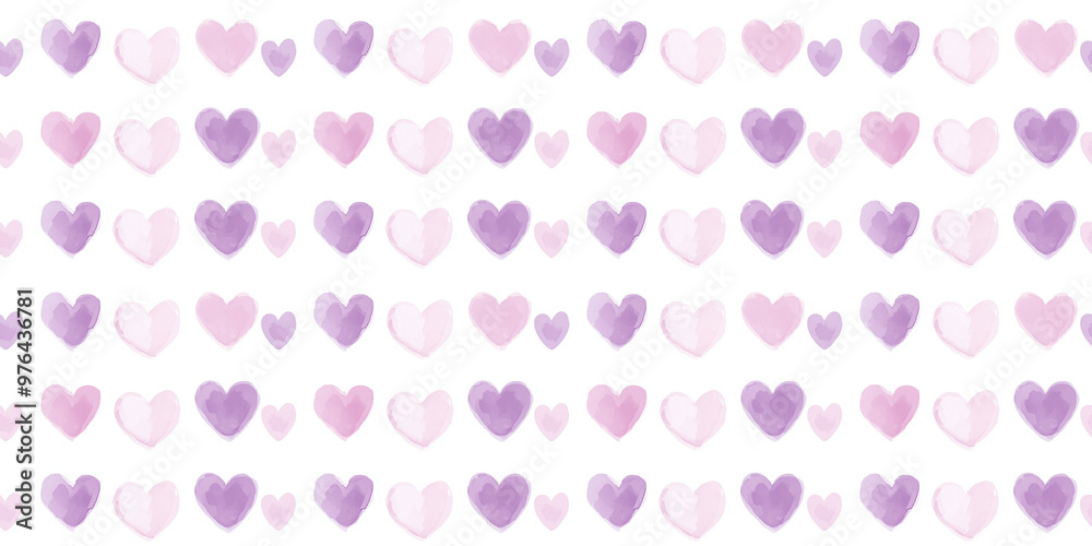 soft pink and lavender color hearts seamless pattern, clean surface texture, white background soft pink and lavender color hearts seamless pattern, clean surface texture, white background