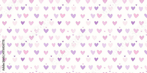 soft pink and lavender color hearts seamless pattern, clean surface texture, white background