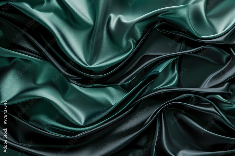 Flowing green satin fabric abstract background Flowing green satin fabric abstract background