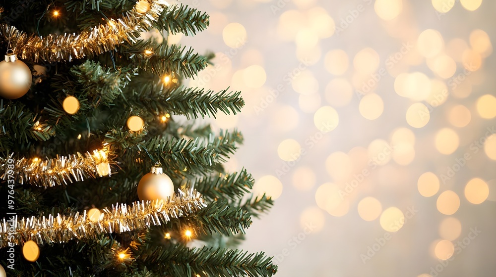 Christmas Tree with Gold Ornaments and Lights Christmas Tree with Gold Ornaments and Lights