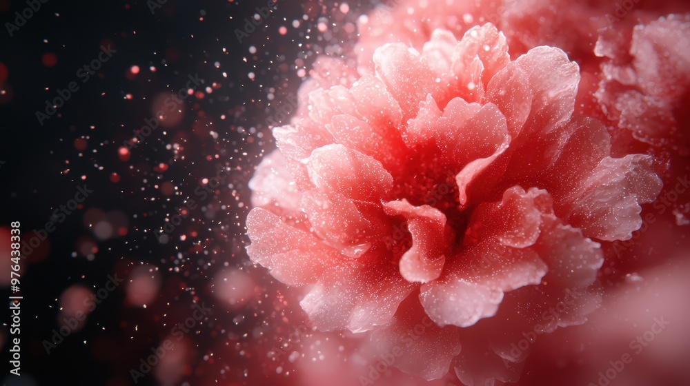 Vibrant pink peony flower with water droplets Vibrant pink peony flower with water droplets