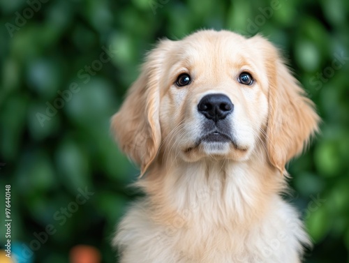 Adorable golden retriever puppy with big eyes