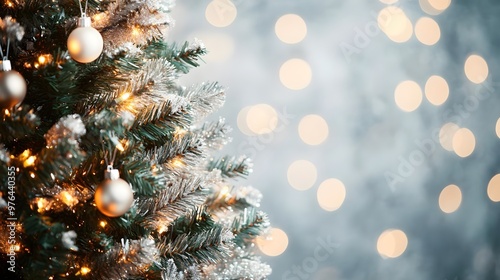 Festive Christmas Tree with Lights and Ornaments