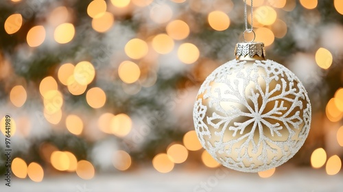 Gold Christmas Ornament with Snowflake Design