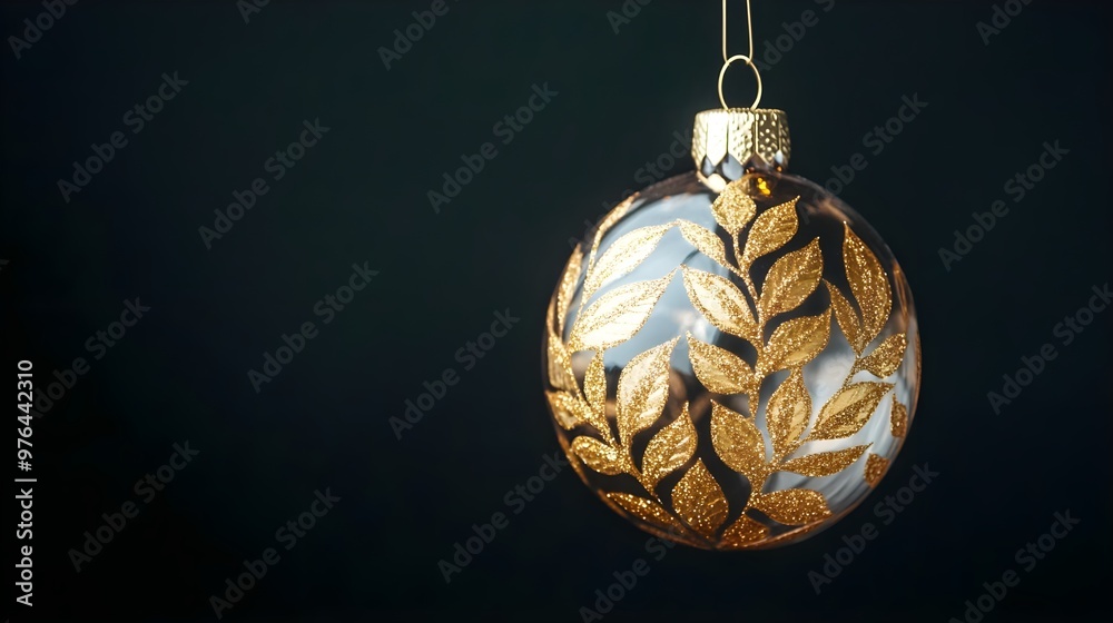 Gold Glitter Christmas Ornament Black Background Gold Glitter Christmas Ornament Black Background