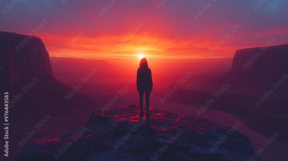 Silhouette of a Woman at Sunset Silhouette of a Woman at Sunset