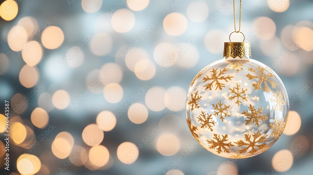 Golden Snowflake Ornament with Bokeh Lights Golden Snowflake Ornament with Bokeh Lights