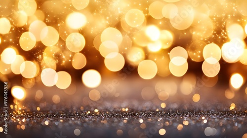 Golden Glitter Sparkle Bokeh Background