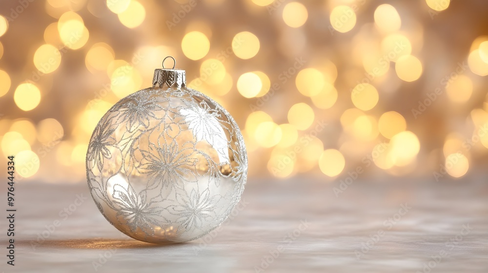 Silver Christmas Ornament with Bokeh Lights Silver Christmas Ornament with Bokeh Lights
