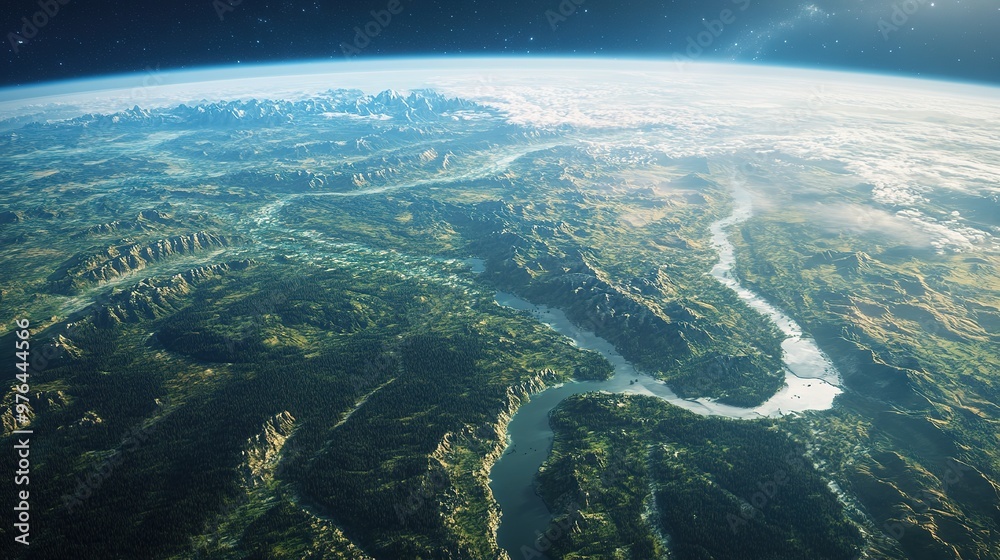 Earth glowing in space, with its ecosystems thriving, framed by distant galaxies Earth glowing in space, with its ecosystems thriving, framed by distant galaxies